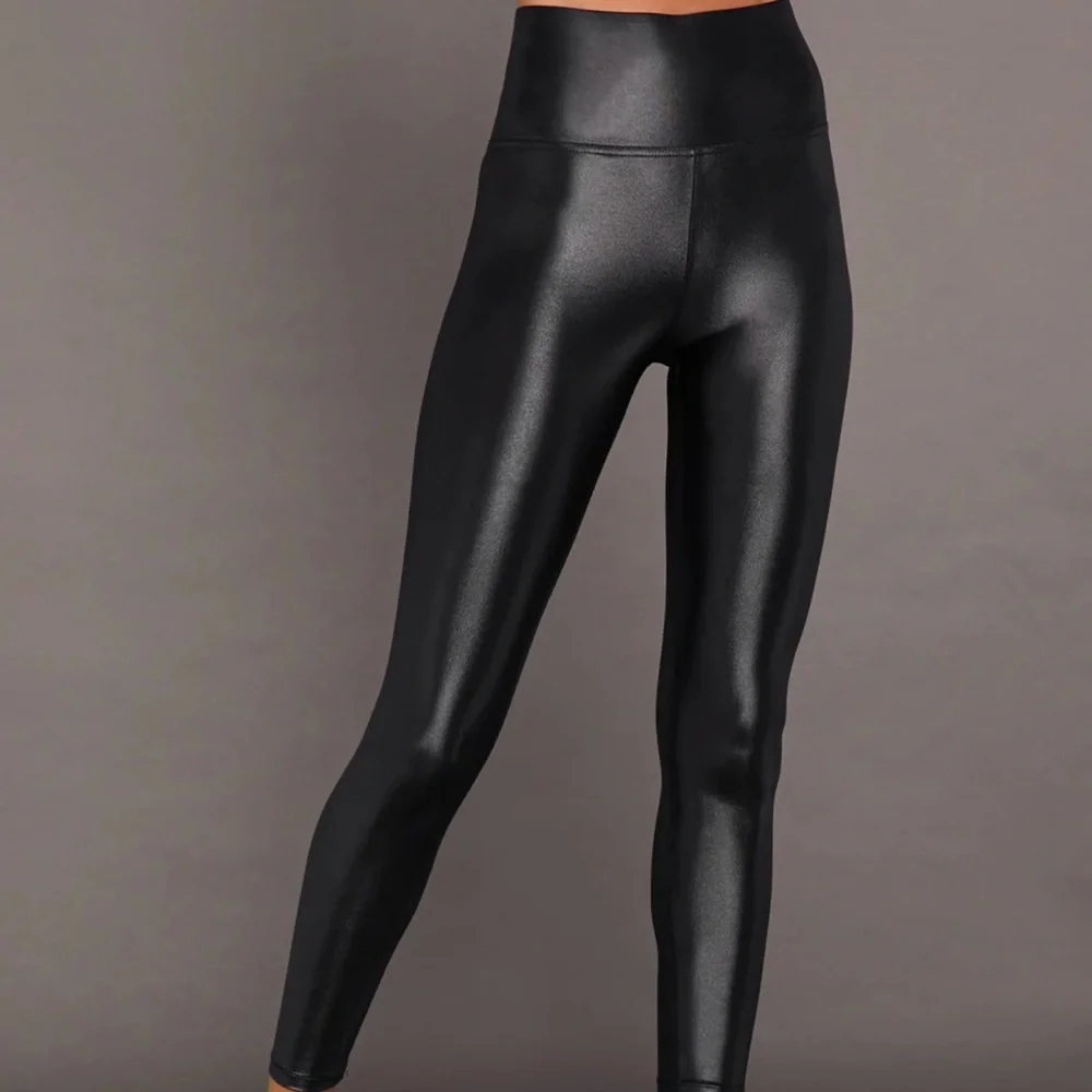 NWOT Shiny Black liquid leggings size small/2 - Picture 2 of 5